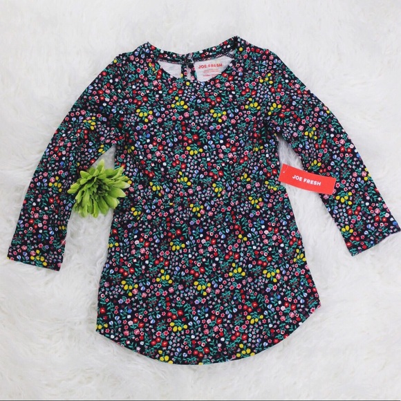 NWT Joe Fresh Girls Ruffle Flower Print Dress - Picture 2 of 6
